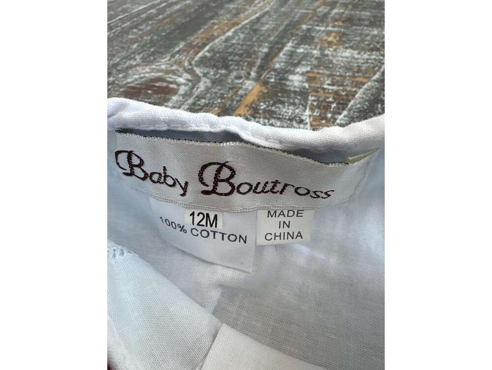 Baby Boutross 12 Month White smock Romper Light Blue Sailboat Embroidery Boys - Picture 3 of 3